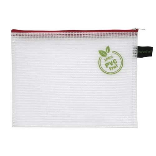 FolderSys Kleinkrambeutel, DIN B6, PVC-frei, Textilreißverschluss rot, Beutel...