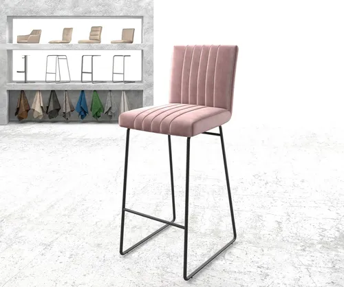 DELIFE Barstuhl Luiga-Flex Samt Rosé Kufengestell Metall in pink von Delife