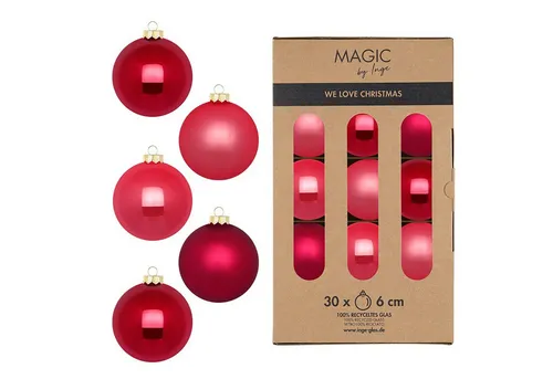 MAGIC by Inge Weihnachtsbaumkugel, Weihnachtskugeln Glas 6cm 30 Stück - Gentle Pink
