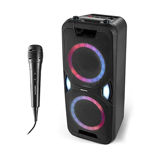 MEDION P67038 Party-Soundsystem - Kompaktanlage mit 2x220 Watt, ideal für Partys und Karaoke, Bluetooth 5.0 für kabellosen Musikgenuss und farbige LED-Beleuchtung für die perfekte Stimmung.