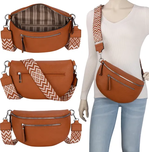 Bauchtasche Crossbody-Bag Umhängetasche Kunstleder Italy-Design GOLDEN-W (955)