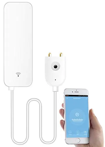 Luminea Home Control Wassermelder Alexa: WLAN-Wassermelder, externer Sensor, App, bis 2 Jahre Batterie-Laufzeit (Wassersensor Alexa, TUYA Wassermelder, Feuchtigkeitsmelder)