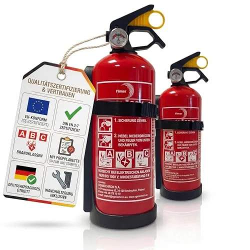 Feuerlöscher 1kg mit Halterung und Manometer – Made in Europa