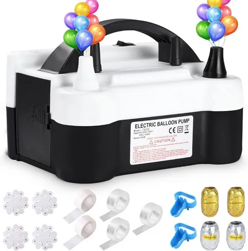 SinLaw Luftpumpe Elektrische Ballonpumpe, 600 Watt, tragbares Aufblasgerät, 2 Modi (1-tlg), Doppeldüsenpumpe, automatischer und halbautomatischer Modus