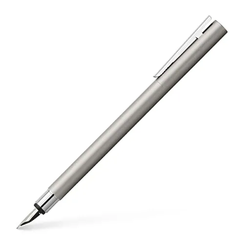 FABER-CASTELL 342101 Füller Neo Slim Edelstahl, Federbreite F - Eleganter Füllfederhalter im minimalistischen Design, ideal für junge Berufseinsteiger. Aus hochwertigem Edelstahl mit geschmeidiger Edelstahlfeder für ein müheloses Schreiberlebnis.