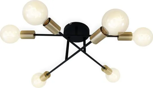 BRILONER Deckenlampe Vintage - 6-flammige Retro Deckenleuchte - Deckenleuchten in stylischem schwarz-matt-gold Design, ideal für Wohnzimmer, Schlafzimmer oder Essbereich. Mit drehbaren Armen für individuelle Lichtsteuerung.