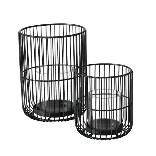 Boltze 2er-Set: Windlichter ''Cindy'' in Schwarz in schwarz von BOLTZE