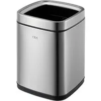 PROREGAL Quadratischer Abfalleimer aus Edelstahl | 9 Liter, modern und platzsparend