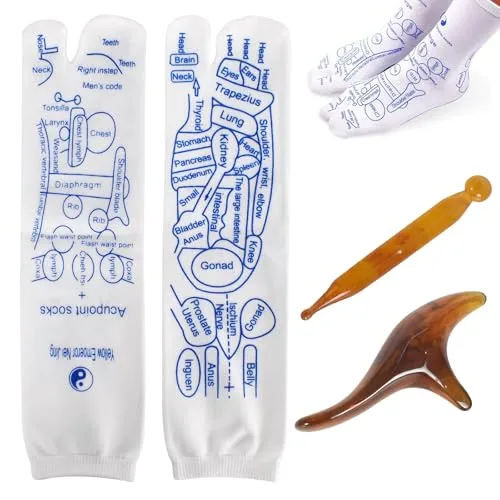 Fußreflexzonen Socken Set,Reflexology Socks kit,Akupressur Socken mit Massage Tools,Fußreflexzonenmassage,Massage Socken,für Eine Verbesserte Fußgesundheit (Frauen-Klein)