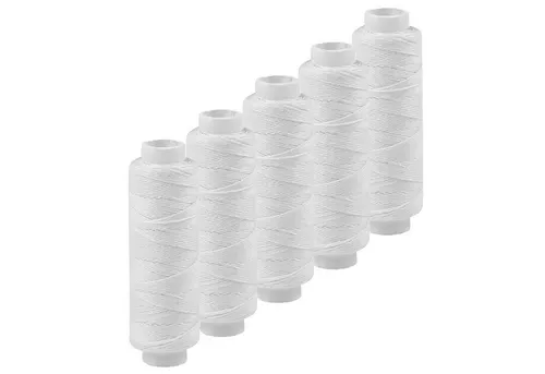 maDDma 5x50m Leinen Garn Leinenzwirn Flachs Nähfaden robust Zwirn, 250 m (5er-Pack), weiß