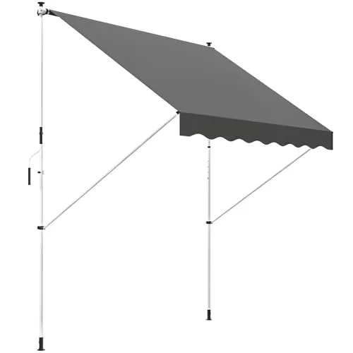 Outsunny Höhenverstellbare Klemmmarkise mit Handkurbel - Schmutzabweisende und witterungsbeständige Balkonmarkise, idealer Sonnen- und Regenschutz für Terrasse und Balkon, flexibel höhenverstellbar von 1,7 bis 2,8 m.