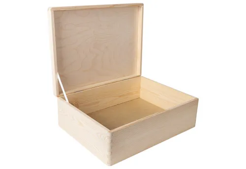 Creative Deco Holzkiste mit Deckel in beige von CREATIV DEKO