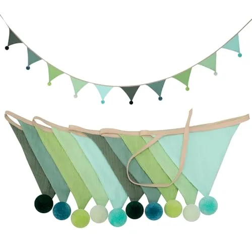 Cozary Wimpelkette Kinderzimmer, Wimpel Stoff Kinderzimmer, Girlande Mädchen Jungen Kinderzimmer Dekoration für Babybett, Party, Geburtstag