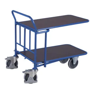 VARIOfit CC-Wagen sw-600.112 - Robuster Plattformwagen mit 2 Etagen - CC-Wagen mit Schiebebügel und einer Tragkraft von 500 kg, ideal für den professionellen Einsatz. Rutschsichere Siebdruckplatten sorgen für Sicherheit und Stabilität.
