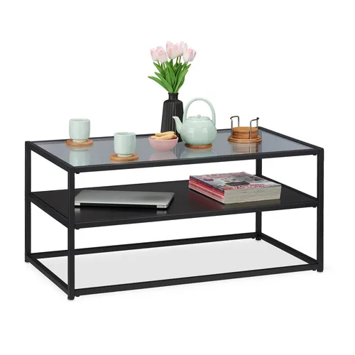 Stabiler Couchtisch in Schwarz – Wohnzimmertisch Beistelltisch - Beistelltisch aus robustem MDF, ideal für Wohnzimmer. Mit einer Breite von 90 cm bietet er viel Platz für Ihre Lieblingsgegenstände.