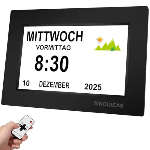 Produktbild SINOIDEAS 8 Zoll Demenz Uhr mit Erinnerungsfunktion