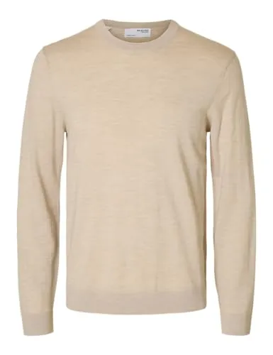 Slhtray Ls Knit Merino Crew Neck Noos