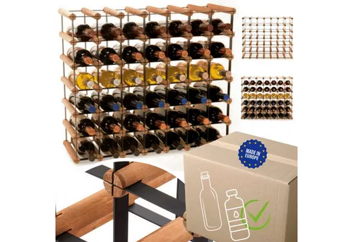 MODO24 Weinregal aus Metall & Holz für 42 Flaschen – Freistehender Weinständer