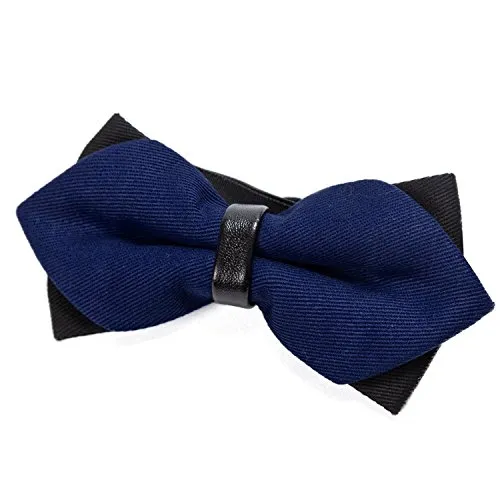 DonDon spitze Herren Fliege Schleife im Retro Look mit Haken gebunden vorgebunden und längenverstellbar dunkelblau