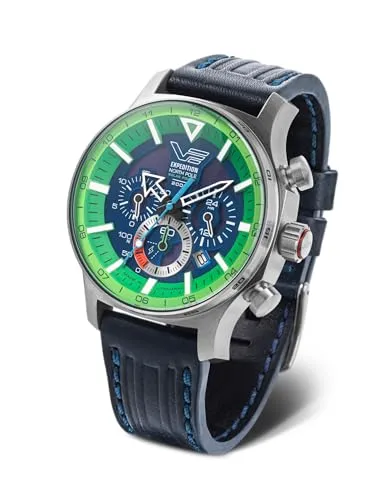 Vostok Europe Herren-Solaruhr Expedition North Pole Polar Spruce Grün VR42-595A733 - Armbanduhren für Herren mit Solarenergie, Stoppuhr und robustem Edelstahl-Gehäuse für Abenteuer und Alltag.
