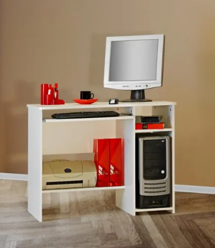 Möbeldesign Team 2000 Schülerschreibtisch - Ergonomischer Computertisch in Weiß - Kinderschreibtische mit ergonomisch geformter Tischplatte und praktischem Tastaturauszug, ideal für ein gesundes Lernen und Arbeiten.