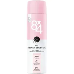 8X4 N°3 Velvet Blossom Deodorant Spray 150ml - Deospray für Frauen mit sonnigem Duft von Mandarinen und Jasmin, bietet 24 Stunden langanhaltenden Schutz und ein frisches Gefühl den ganzen Tag.