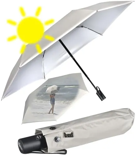 iX-brella Mini Sonnen-Regenschirm mit Auf-Zu-Automatik in grau von iX-brella