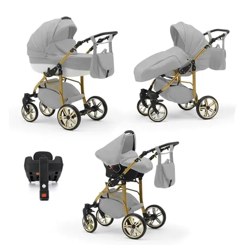 Kinderwagen-Set 5 in 1 Neo Gold inkl. Sportsitz, Autositz und Iso Base - 17 Teile - in 22 Farben