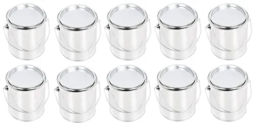 BenBow Weißblecheimer 100x 2,7 L mit Eindrückdeckel - luftdicht, undurchsichtig, leer, rund - Aufbewahrungsbehälter mit Metallhenkel