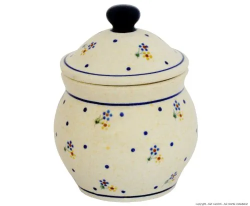 Original Bunzlauer Marmeladentopf 0.42 Liter Dekor 111 - Serviergeschirr aus hochwertiger Bunzlauer Keramik, handgefertigt und frei von Blei und Cadmium, ideal für Marmelade, Senf oder Schmalz im traditionellen, sommerlichen Design.