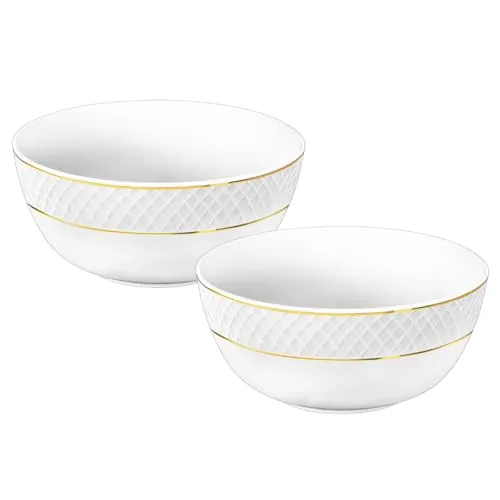 Wilmax Salatschalen - 2 Stück Ø 18cm - Elegante Porzellanschalen mit Goldmuster - Salatschüsseln aus hochwertigem Porzellan mit handgefertigtem Goldmuster, ideal für elegante Anlässe und als Geschenk. Perfekt zum Servieren von Salaten, Snacks oder Desserts.