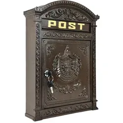 Relaxdays Briefkasten Antik Braun,Gold