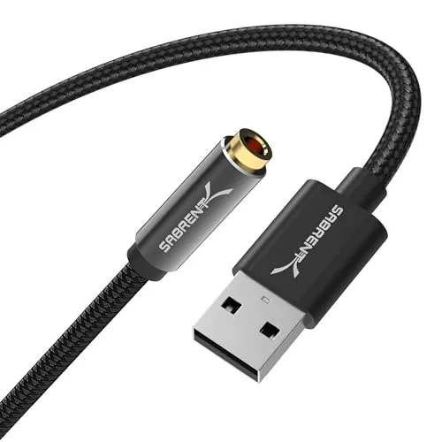 SABRENT USB auf Klinke 3,5mm | USB Externe Soundkarte | Kopfhörer auf Klinke | Audio zu USB Adapter | USB soundkart konverter, 50cm Kabel (CB-UA35)