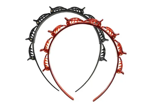 Haarreifen mit Klammern 2er Set für Damen - Praktisches 2er Set Haarreifen mit Clips, ideal für Sport, Yoga und den Alltag. Das elegante Design sorgt für sicheren Halt und passt zu jedem Look. Hergestellt aus hochwertigem Material für Langlebigkeit.