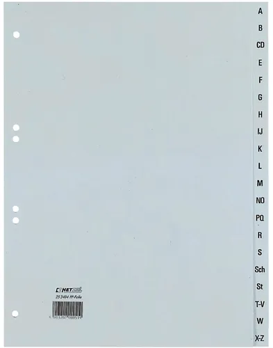 HETZEL Kunststoff-Register, A-Z, A4 Überbreite, 20-teilig
