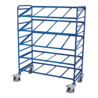 VARIOfit Eurokastenwagen 1.240 x 610 mm - Eurokastenwagen aus Stahlrohr, tragfähig bis 250 kg. Offene, neigbare Etagen für einfache Handhabung, ideal für Lager und Werkstatt.