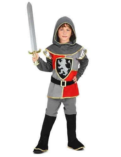 Vegaoo Ritter Jungenkostüm schwarz-grau-rot - Rot