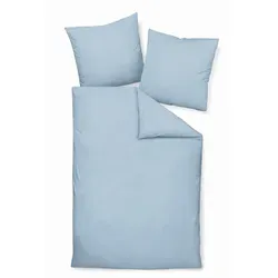 Janine Bettwäsche, Blau, 135x200 cm - Oeko-Tex® geprüfte Seersucker-Bettwäsche - Bettwäsche in Blau (135x200 cm) aus 100% Baumwolle, atmungsaktiv und hautfreundlich. Ideal für warme Nächte, pflegeleicht und bügelfrei - für ein perfektes Schlafgefühl!