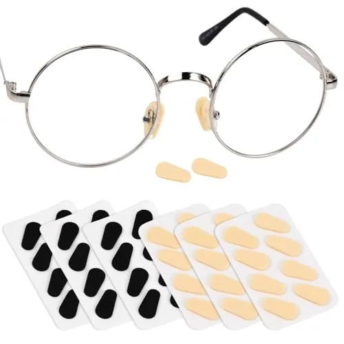 Wisebom 24 Paar Nasenpads Brille, Anti-Rutsch-Nasenpads für Brillen, Selbstklebend Rutschfeste Brillenpads, Tropfenform Brillen Nasenpads, Brillen Reparatur Set, Schwarz und Fleischfarben