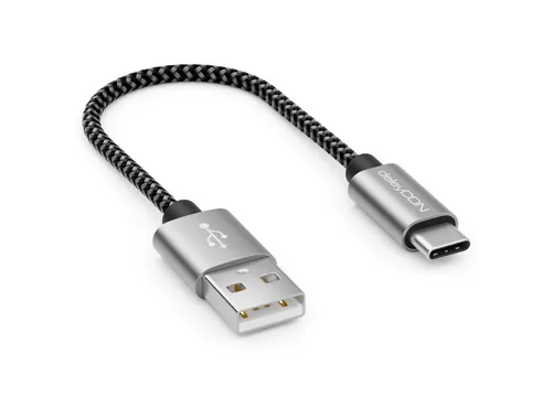 deleyCON 0,15m USB-C Kabel - Nylon Ladekabel für Datenübertragung, robust und ideal für schnelle Ladezeiten