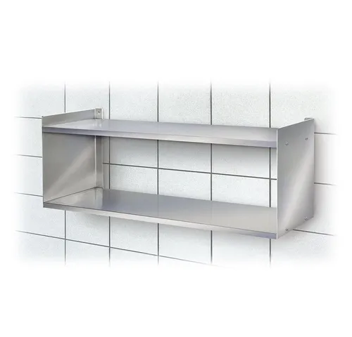 BRB-Lagertechnik Edelstahl-Wandregal mit 2 Böden - Dosenlagerung in Edelstahl, rostfrei und stabil, ideal für Gastronomie und Lebensmittelbetriebe mit 15 kg Tragkraft pro Boden.