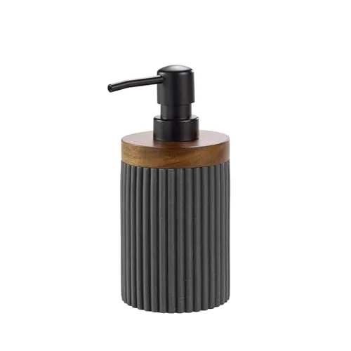 Douceur d'Intérieur Niagara Seifenspender (Durchmesser 8 x 17 cm), Anthrazit, Polyresin und Akazie