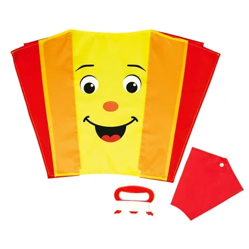 Wolkenstürmer® Einsteiger Drache Sled Karlchen (gelb) ab 3 Jahren – Flugfertiger 1 Leiner Kinder Flugdrachen ohne Gestänge - für Kinder von 3-6 Jahre
