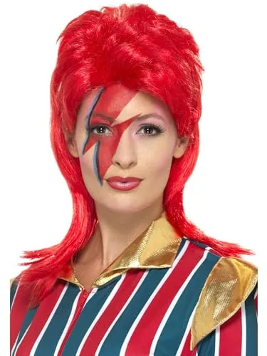 Smiffys Weltraum-Superstar-Perücke, Rot in rot von Smiffys