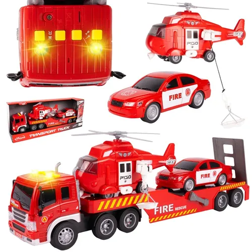 Malplay Feuerwehr LKW Hubschrauber Auto Licht Sound Bewegliche Teile Geschenk