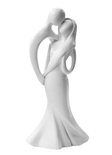 Brautpaar: küssendes Hochzeitspaar, 10 cm, weiß, moderner Stil, Polyresin