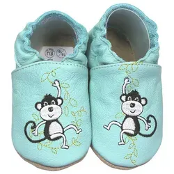 HOBEA-Germany Krabbelschuhe Affen 24/25 (2 - 21⁄2 Jahre) Krabbelsohle Krabbelschuh handgefertigt in der EU grün 24-25 EU