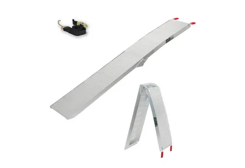 Baumarktplus TRUTZHOLM Alu Auffahrrampe 205 cm klappbar - Transportgeräte & Rampen – Diese klappbare Aluminium Auffahrrampe trägt bis zu 340 kg und bietet dank der rutschfesten Oberfläche maximale Sicherheit beim Verladen von Motorrädern und E-Bikes.