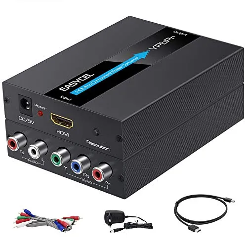 EASYCEL HDMI zu Component Scaler Konverter - Video-Formatwandler, konvertiert HDMI in YPbPr/RGB mit eingebautem Scaler für optimale Auflösungseinstellungen, ideal für HDTV und Projektoren.