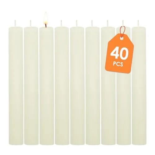 Echtwachs Stabkerzen klassisch 40er Pack - creme weiß - Festtags Tafelkerzen Set 17,5 cm Höhe - Kerze für Advent Weihnachten Nikolaus Hochzeit Geburtstag Deko
